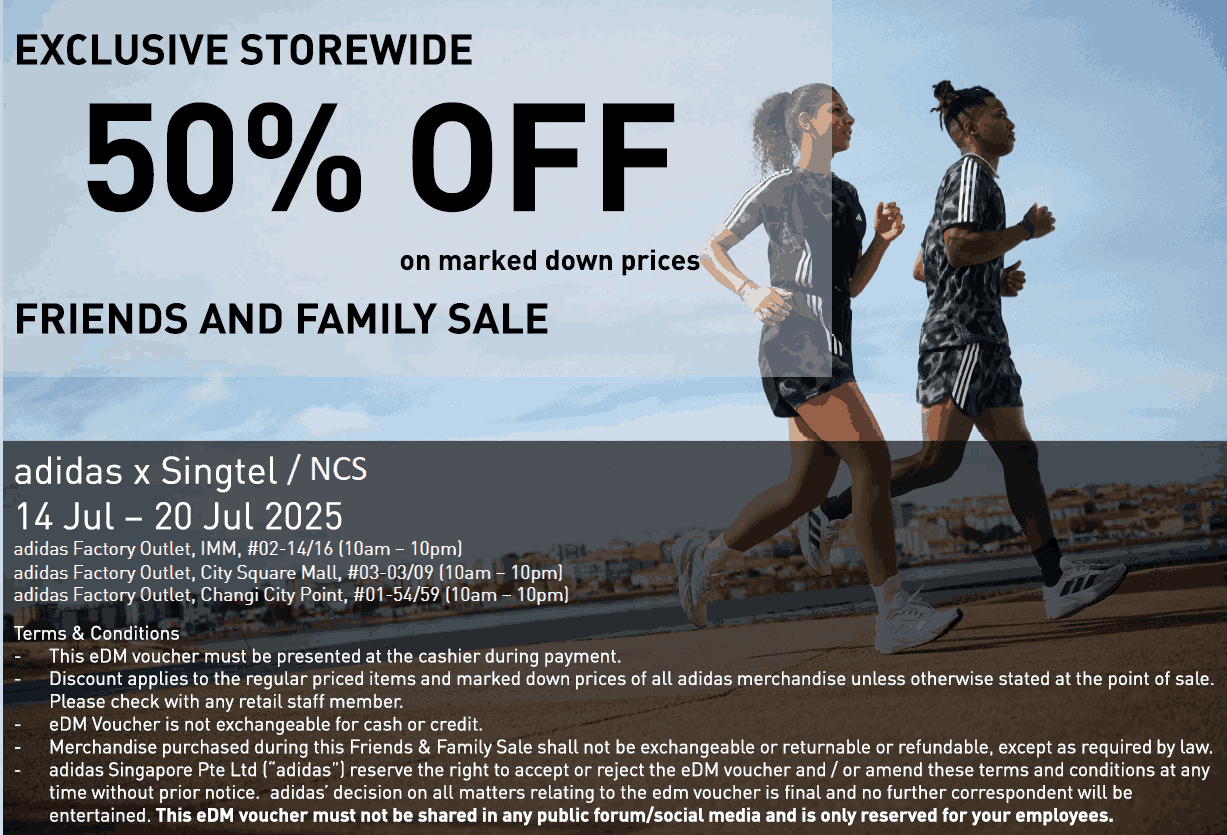 Exclusive storewide Adidas Friends & Family Sale (14 to 20 Jul 2025)